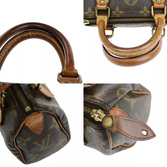 LOUIS VUITTON Mini Speedy Hand Bag Monogram Leather Brown France - Picture 8 of 13